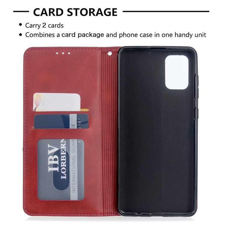 For Galaxy A71 Rhombus Texture Horizontal Flip Magnetic Leather Case with Holder & Card Slots