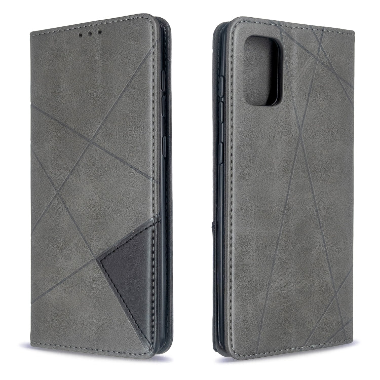 For Galaxy A71 Rhombus Texture Horizontal Flip Magnetic Leather Case with Holder & Card Slots