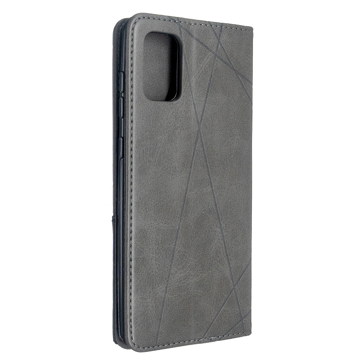 For Galaxy A71 Rhombus Texture Horizontal Flip Magnetic Leather Case with Holder & Card Slots