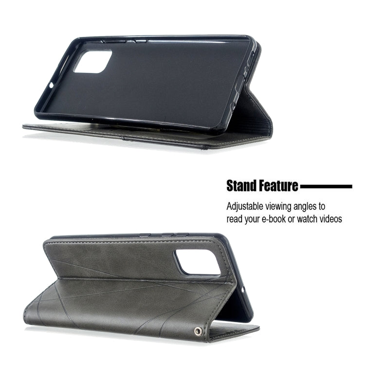 For Galaxy A71 Rhombus Texture Horizontal Flip Magnetic Leather Case with Holder & Card Slots