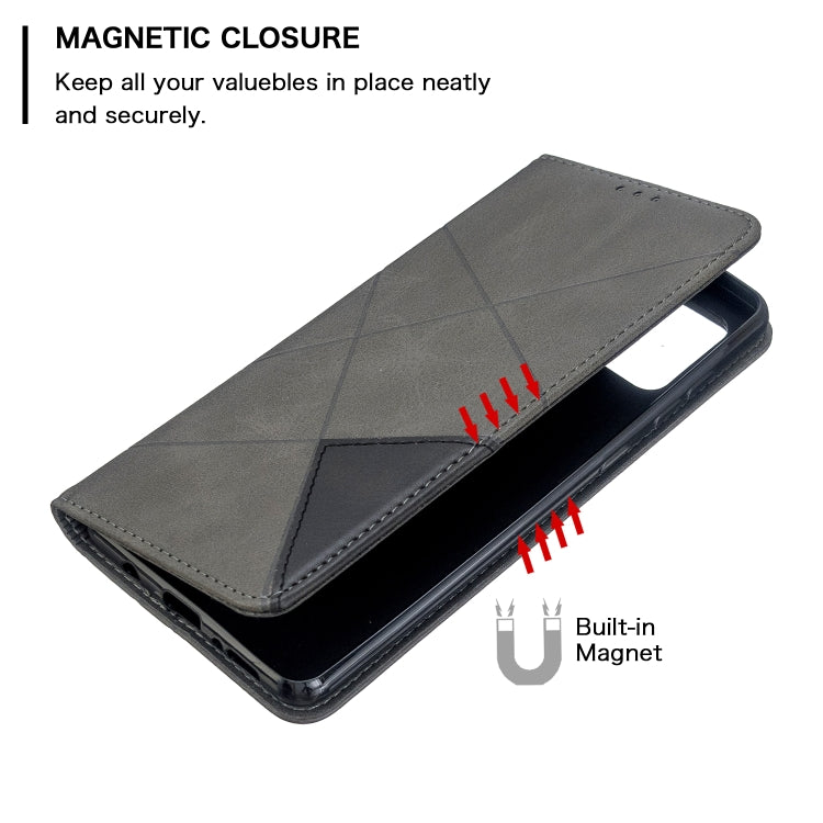 For Galaxy A71 Rhombus Texture Horizontal Flip Magnetic Leather Case with Holder & Card Slots