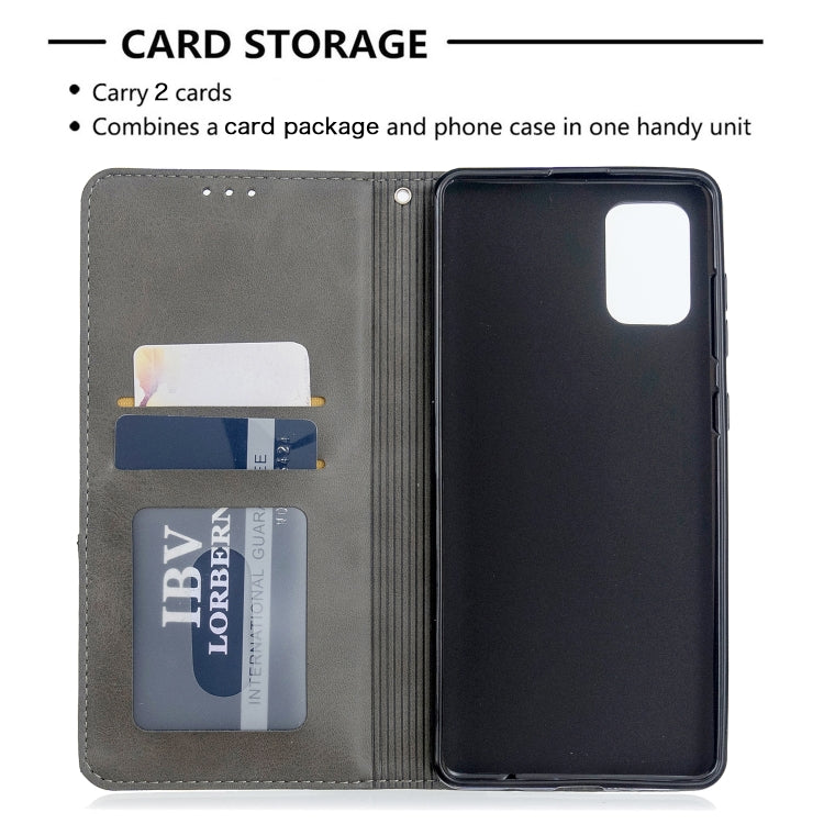 For Galaxy A71 Rhombus Texture Horizontal Flip Magnetic Leather Case with Holder & Card Slots
