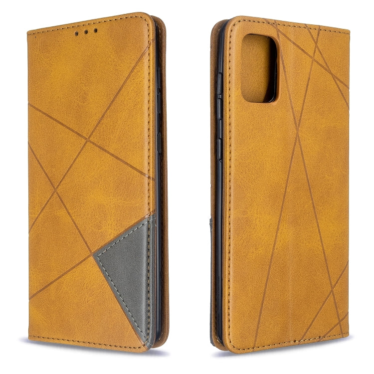 For Galaxy A71 Rhombus Texture Horizontal Flip Magnetic Leather Case with Holder & Card Slots