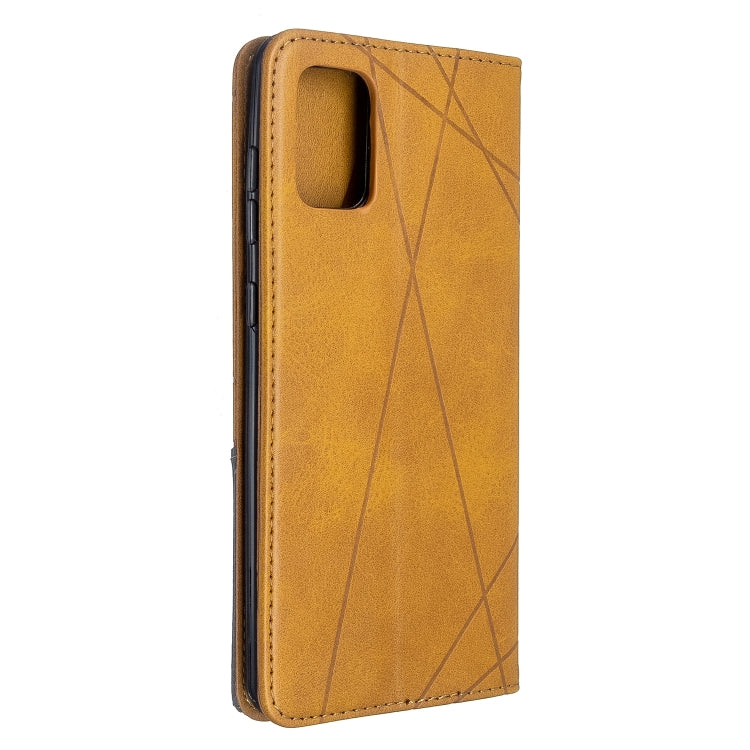 For Galaxy A71 Rhombus Texture Horizontal Flip Magnetic Leather Case with Holder & Card Slots