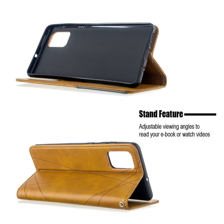 For Galaxy A71 Rhombus Texture Horizontal Flip Magnetic Leather Case with Holder & Card Slots