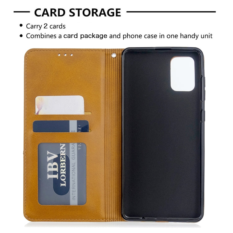 For Galaxy A71 Rhombus Texture Horizontal Flip Magnetic Leather Case with Holder & Card Slots
