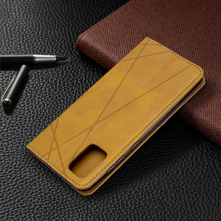 For Galaxy A71 Rhombus Texture Horizontal Flip Magnetic Leather Case with Holder & Card Slots
