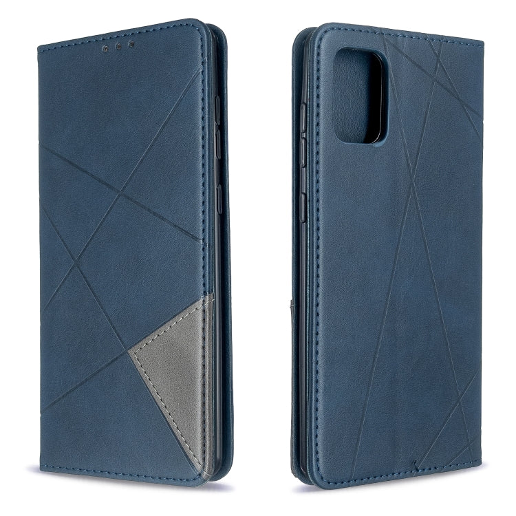 For Galaxy A71 Rhombus Texture Horizontal Flip Magnetic Leather Case with Holder & Card Slots