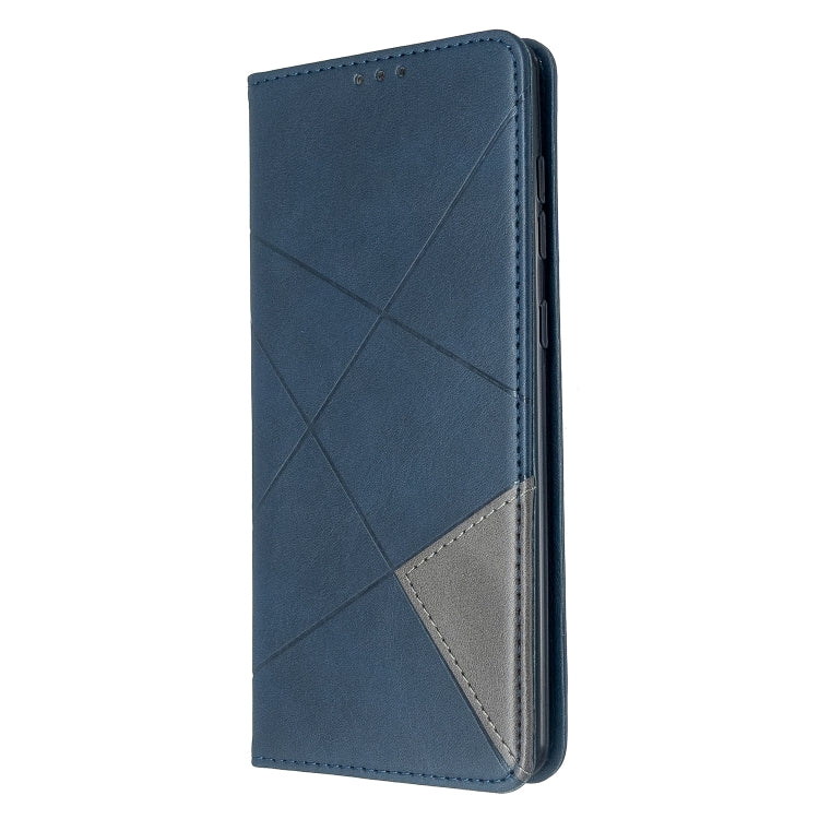 For Galaxy A71 Rhombus Texture Horizontal Flip Magnetic Leather Case with Holder & Card Slots