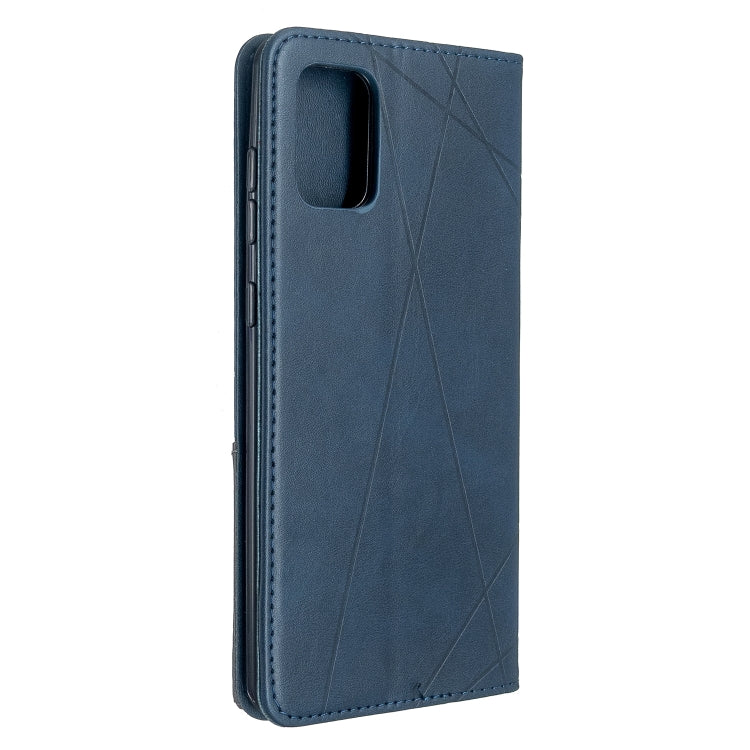 For Galaxy A71 Rhombus Texture Horizontal Flip Magnetic Leather Case with Holder & Card Slots