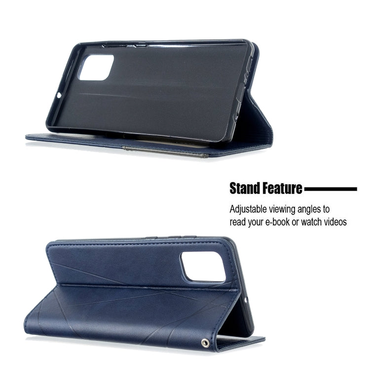 For Galaxy A71 Rhombus Texture Horizontal Flip Magnetic Leather Case with Holder & Card Slots