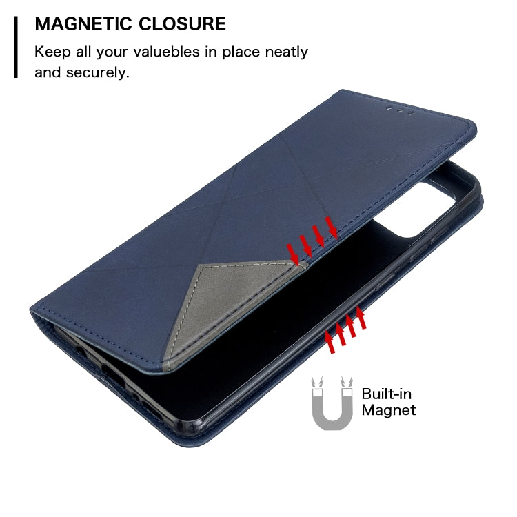 For Galaxy A71 Rhombus Texture Horizontal Flip Magnetic Leather Case with Holder & Card Slots