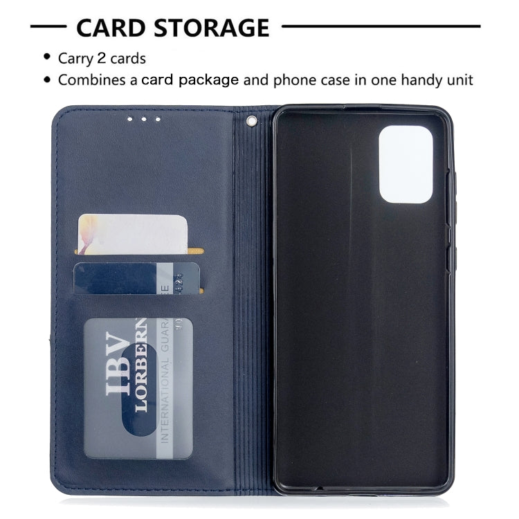 For Galaxy A71 Rhombus Texture Horizontal Flip Magnetic Leather Case with Holder & Card Slots