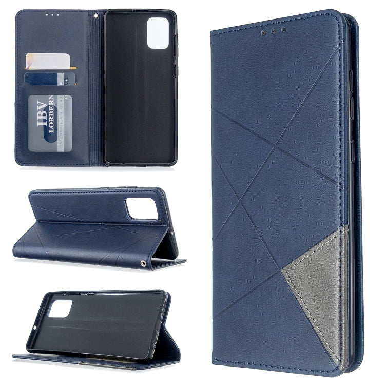 For Galaxy A71 Rhombus Texture Horizontal Flip Magnetic Leather Case with Holder & Card Slots
