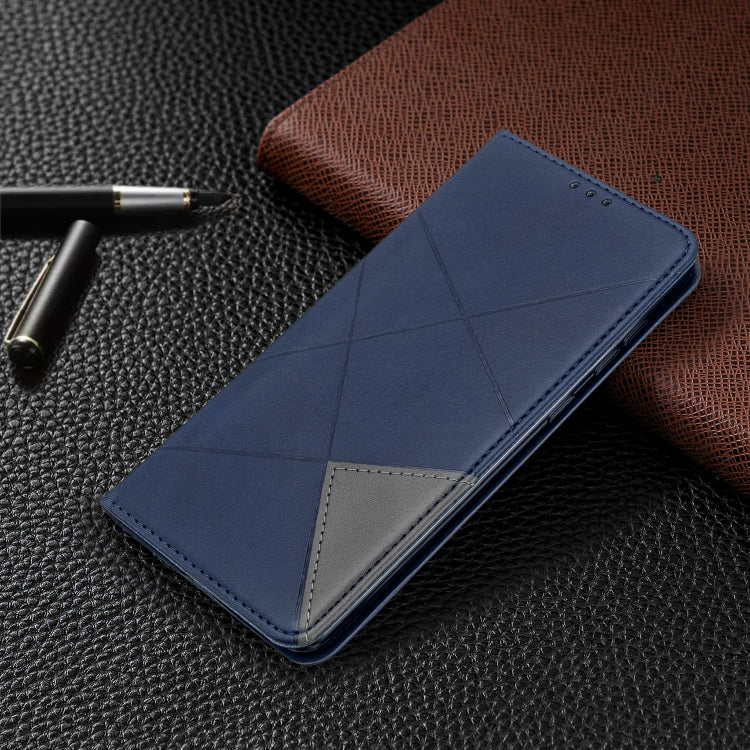 For Galaxy A71 Rhombus Texture Horizontal Flip Magnetic Leather Case with Holder & Card Slots