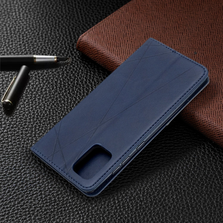 For Galaxy A71 Rhombus Texture Horizontal Flip Magnetic Leather Case with Holder & Card Slots