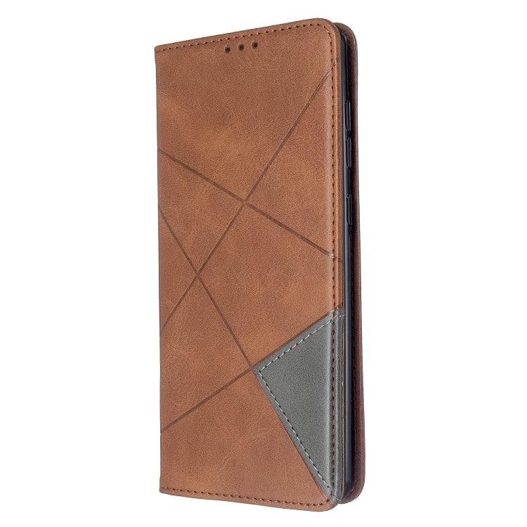 For Galaxy A71 Rhombus Texture Horizontal Flip Magnetic Leather Case with Holder & Card Slots