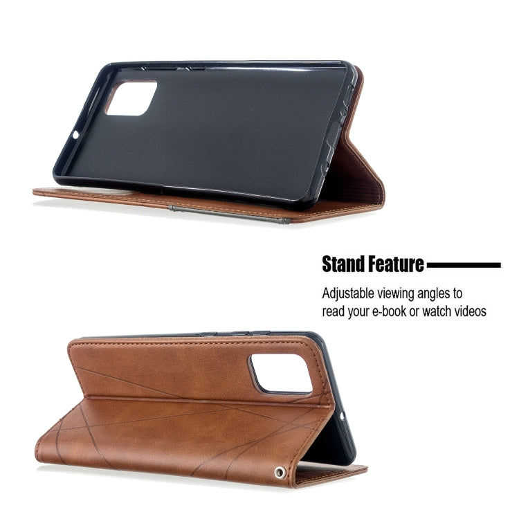 For Galaxy A71 Rhombus Texture Horizontal Flip Magnetic Leather Case with Holder & Card Slots