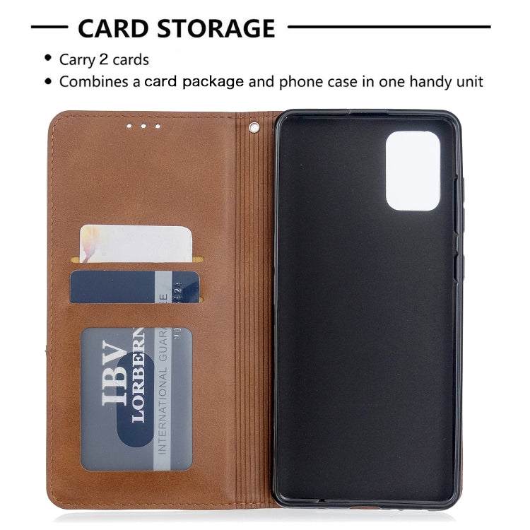 For Galaxy A71 Rhombus Texture Horizontal Flip Magnetic Leather Case with Holder & Card Slots