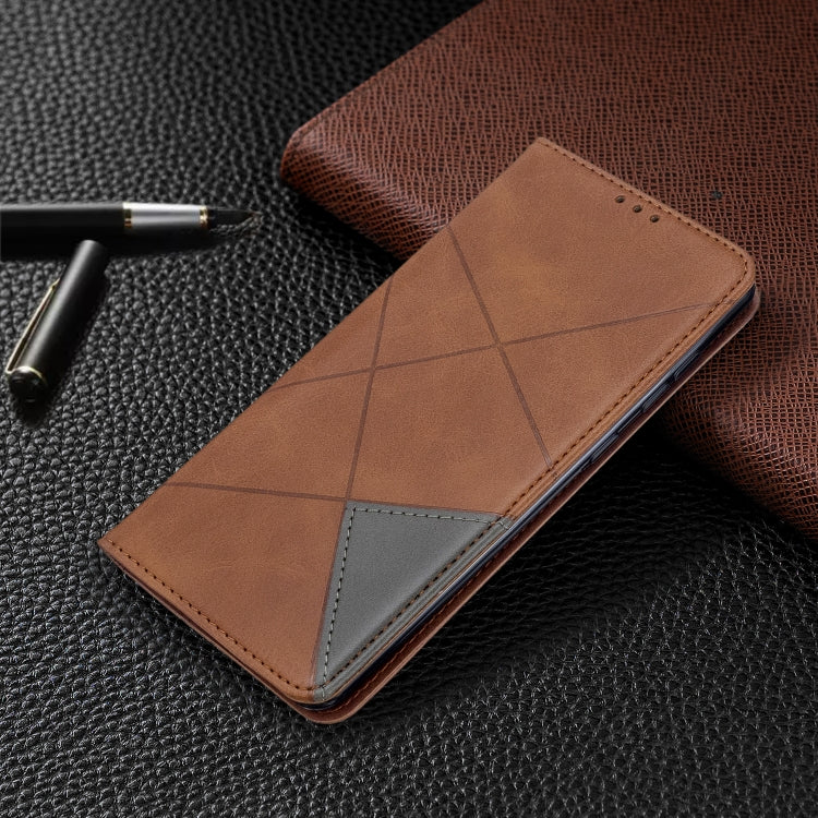 For Galaxy A71 Rhombus Texture Horizontal Flip Magnetic Leather Case with Holder & Card Slots