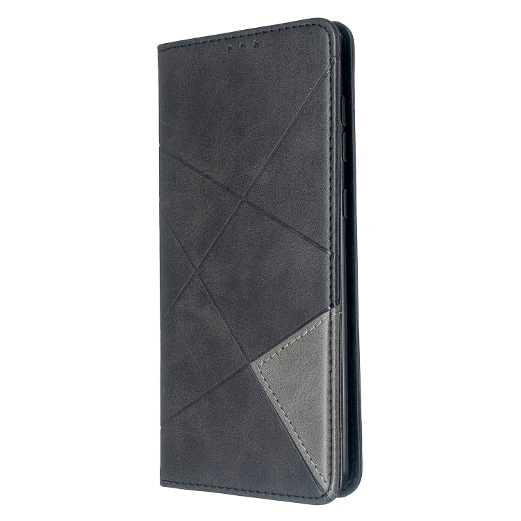 For Galaxy A71 Rhombus Texture Horizontal Flip Magnetic Leather Case with Holder & Card Slots