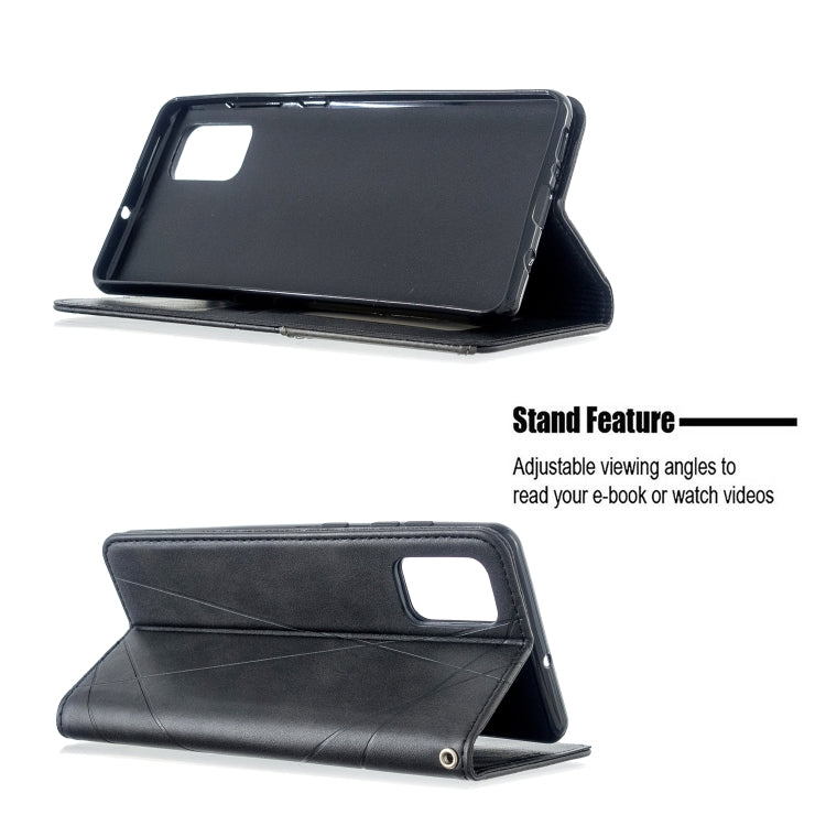 For Galaxy A71 Rhombus Texture Horizontal Flip Magnetic Leather Case with Holder & Card Slots
