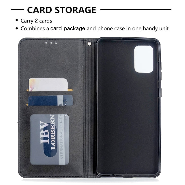 For Galaxy A71 Rhombus Texture Horizontal Flip Magnetic Leather Case with Holder & Card Slots