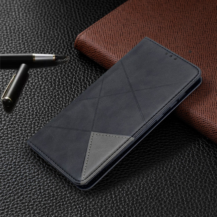 For Galaxy A71 Rhombus Texture Horizontal Flip Magnetic Leather Case with Holder & Card Slots