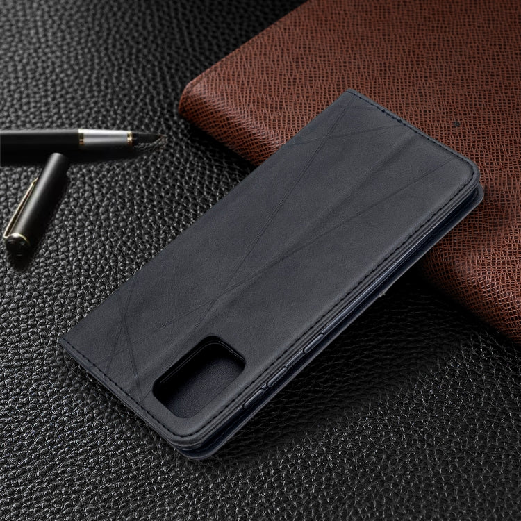 For Galaxy A71 Rhombus Texture Horizontal Flip Magnetic Leather Case with Holder & Card Slots