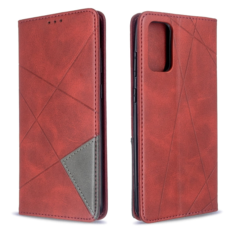For Galaxy S20+ Rhombus Texture Horizontal Flip Magnetic Leather Case with Holder & Card Slots
