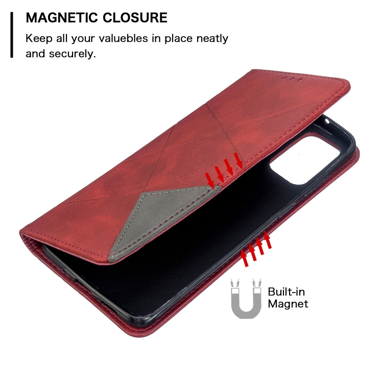 For Galaxy S20+ Rhombus Texture Horizontal Flip Magnetic Leather Case with Holder & Card Slots