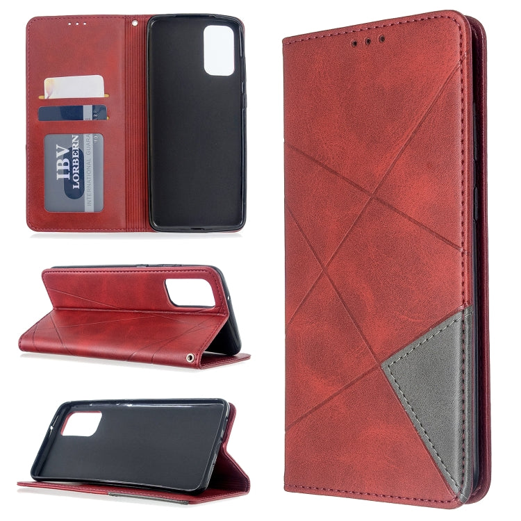 For Galaxy S20+ Rhombus Texture Horizontal Flip Magnetic Leather Case with Holder & Card Slots