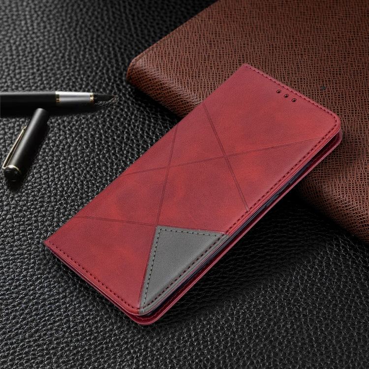 For Galaxy S20+ Rhombus Texture Horizontal Flip Magnetic Leather Case with Holder & Card Slots