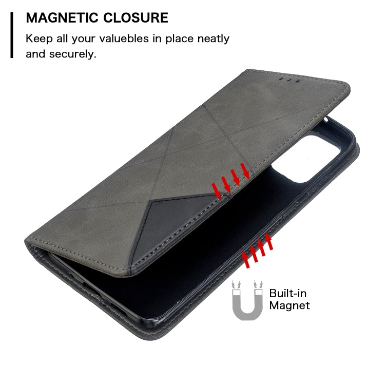 For Galaxy S20+ Rhombus Texture Horizontal Flip Magnetic Leather Case with Holder & Card Slots