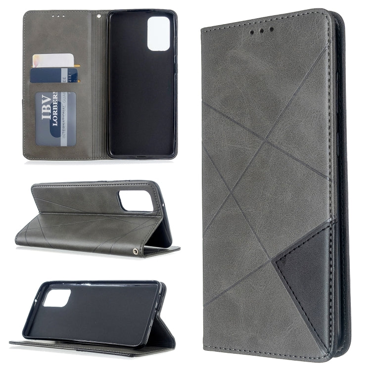 For Galaxy S20+ Rhombus Texture Horizontal Flip Magnetic Leather Case with Holder & Card Slots