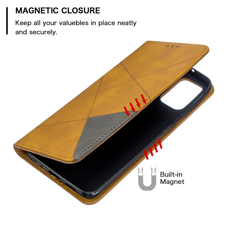 For Galaxy S20+ Rhombus Texture Horizontal Flip Magnetic Leather Case with Holder & Card Slots
