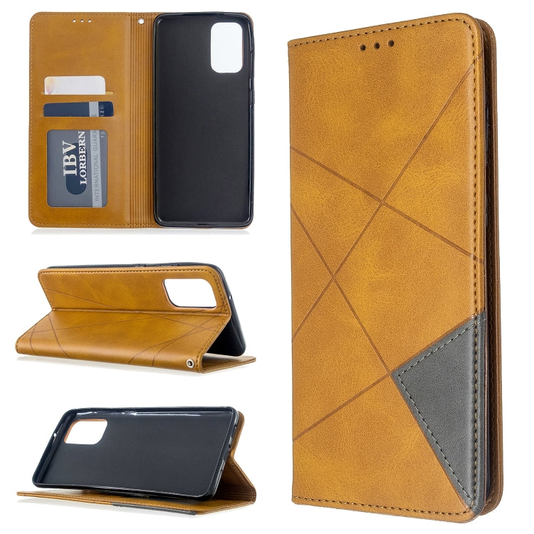 For Galaxy S20+ Rhombus Texture Horizontal Flip Magnetic Leather Case with Holder & Card Slots