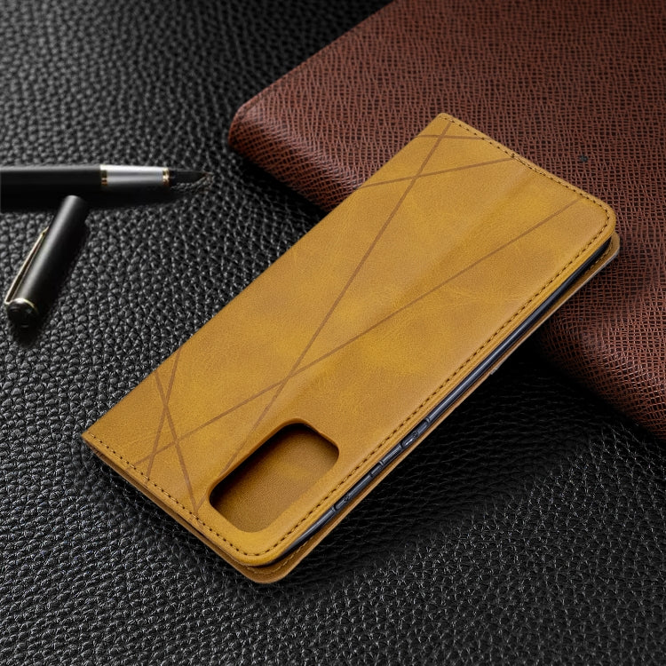 For Galaxy S20+ Rhombus Texture Horizontal Flip Magnetic Leather Case with Holder & Card Slots