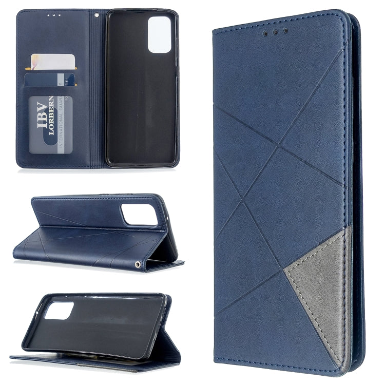 For Galaxy S20+ Rhombus Texture Horizontal Flip Magnetic Leather Case with Holder & Card Slots