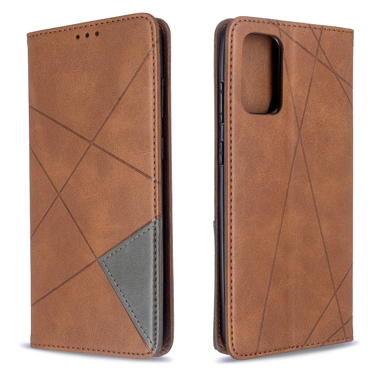 For Galaxy S20+ Rhombus Texture Horizontal Flip Magnetic Leather Case with Holder & Card Slots