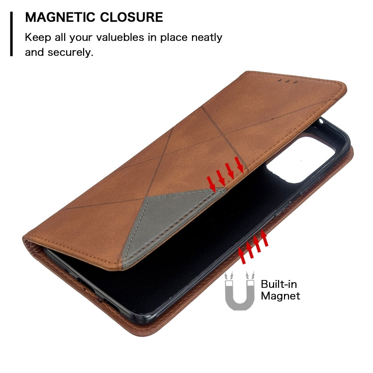 For Galaxy S20+ Rhombus Texture Horizontal Flip Magnetic Leather Case with Holder & Card Slots