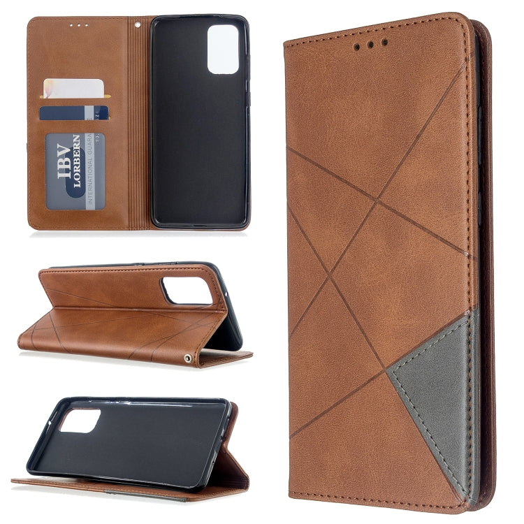For Galaxy S20+ Rhombus Texture Horizontal Flip Magnetic Leather Case with Holder & Card Slots