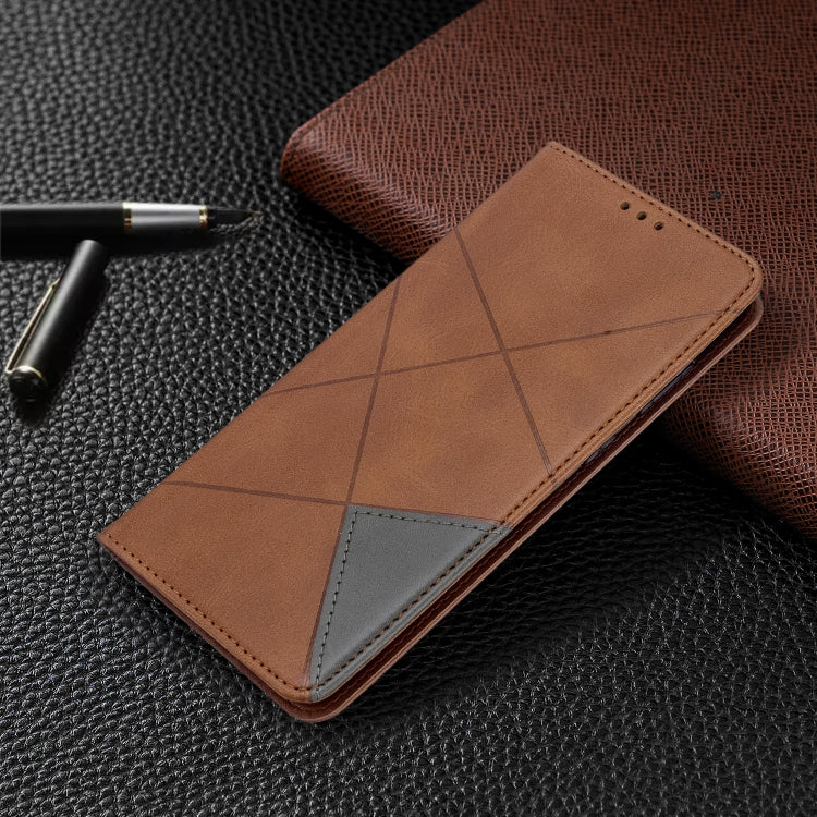 For Galaxy S20+ Rhombus Texture Horizontal Flip Magnetic Leather Case with Holder & Card Slots