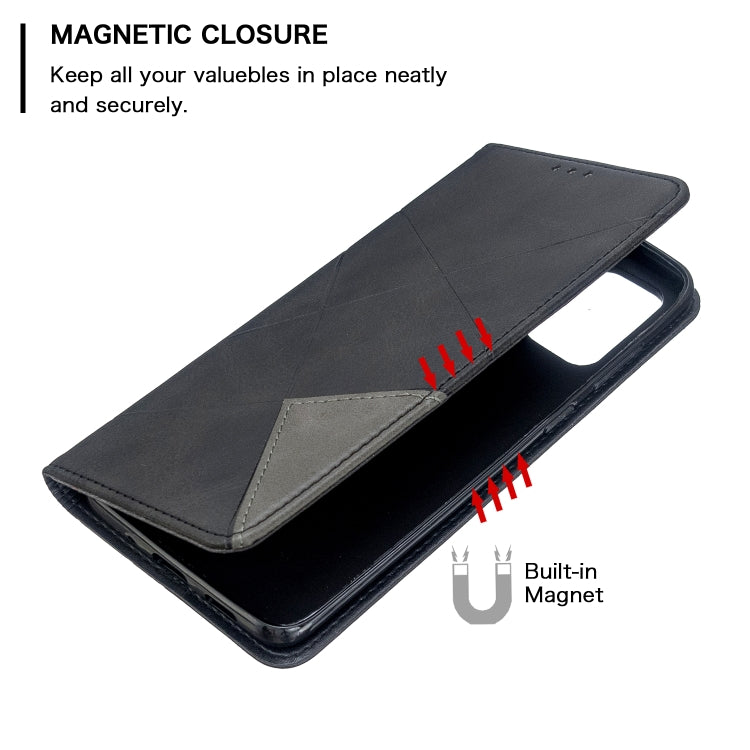 For Galaxy S20+ Rhombus Texture Horizontal Flip Magnetic Leather Case with Holder & Card Slots
