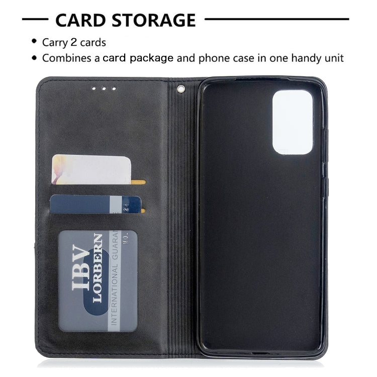 For Galaxy S20+ Rhombus Texture Horizontal Flip Magnetic Leather Case with Holder & Card Slots
