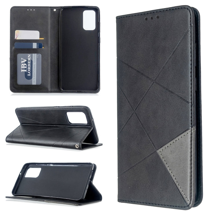 For Galaxy S20+ Rhombus Texture Horizontal Flip Magnetic Leather Case with Holder & Card Slots