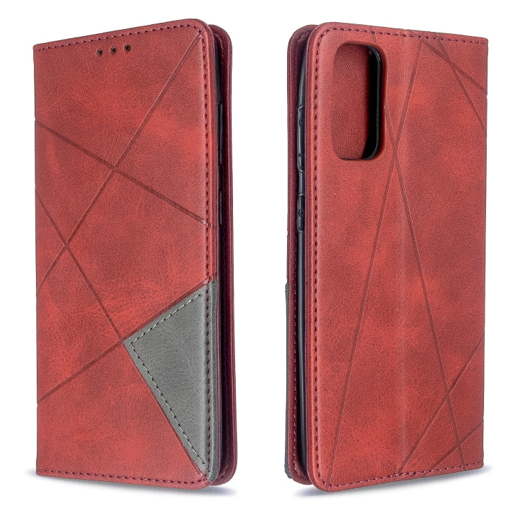 For Galaxy S20 Rhombus Texture Horizontal Flip Magnetic Leather Case with Holder & Card Slots