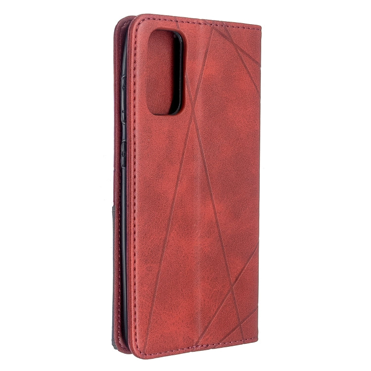 For Galaxy S20 Rhombus Texture Horizontal Flip Magnetic Leather Case with Holder & Card Slots