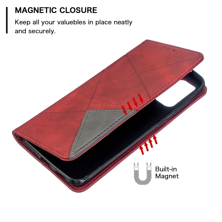 For Galaxy S20 Rhombus Texture Horizontal Flip Magnetic Leather Case with Holder & Card Slots