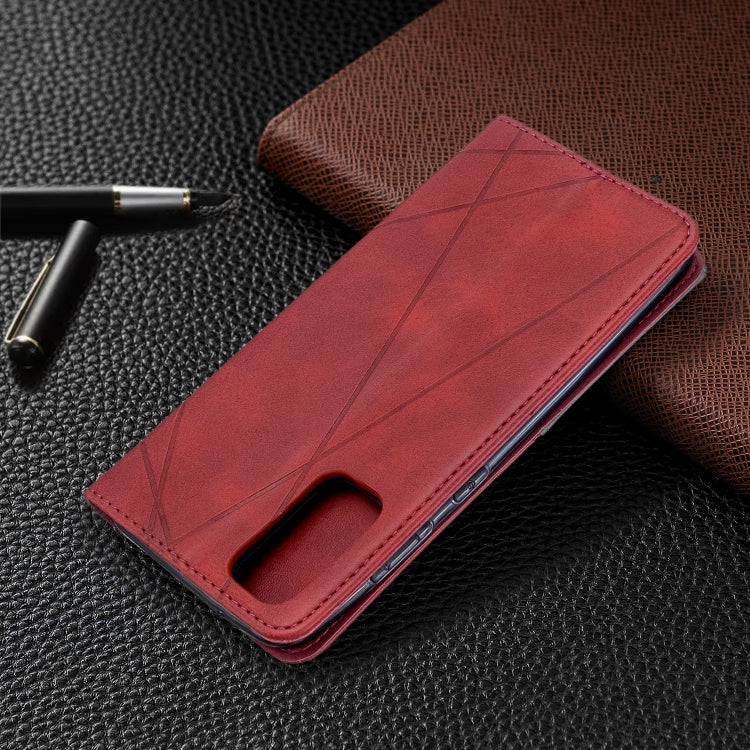 For Galaxy S20 Rhombus Texture Horizontal Flip Magnetic Leather Case with Holder & Card Slots